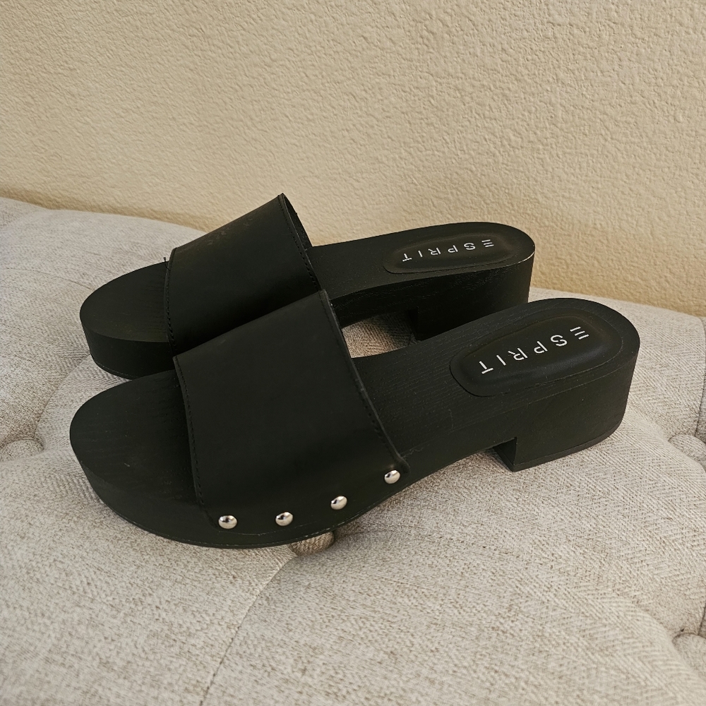 Esprit Black Sandals with Metallic Accents